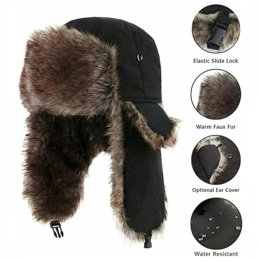 Men’s Winter Ushanka Hat – Warm Windproof Earflap Cap