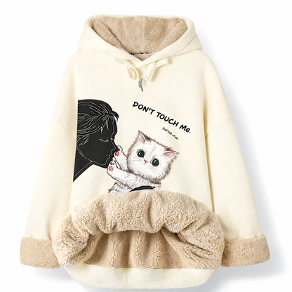 Women’s Cartoon Print Winter Hoodie – Thick Fleece Pullover